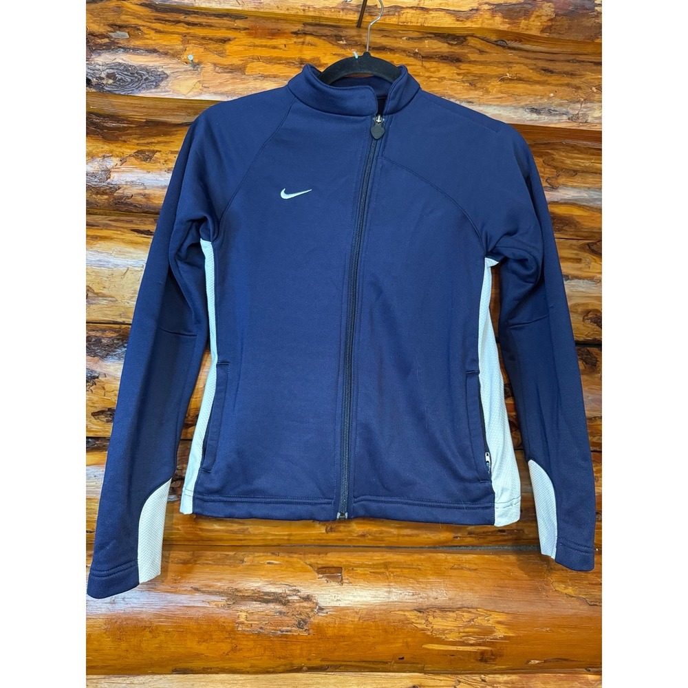 Nike Full Zip Dri Fit Navy‎ & White Jacket Size 14